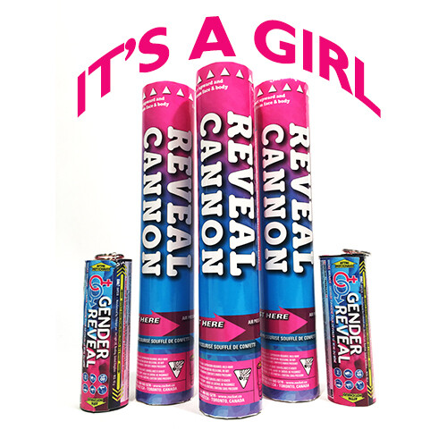 Gender Reveal smoke and confetti combo - Girl(Pink)
