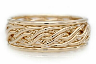 Six Strand Open Weave Ring with Outer Bands (8mm Width Pictured)