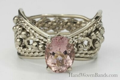 White Gold Butterfly Ring Set With an Oval Morganite