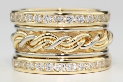 Cord of Three™ Ring with Diamond Outer Bands