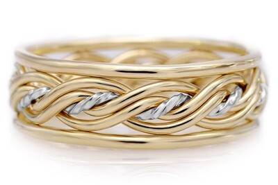 Five Strand Weave with Outer Bands Two-tone Ring