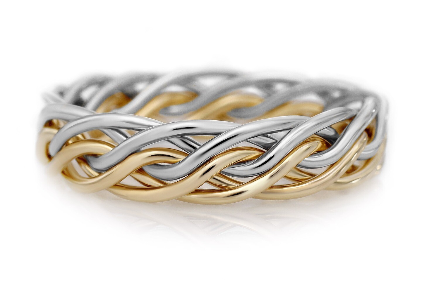 Six Strand Open Weave Two-tone Ring