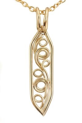 Custom Mother's Pendant, Outer Band Metal: 14k Yellow Gold, Inner Swirl Metal: 14k Yellow Gold