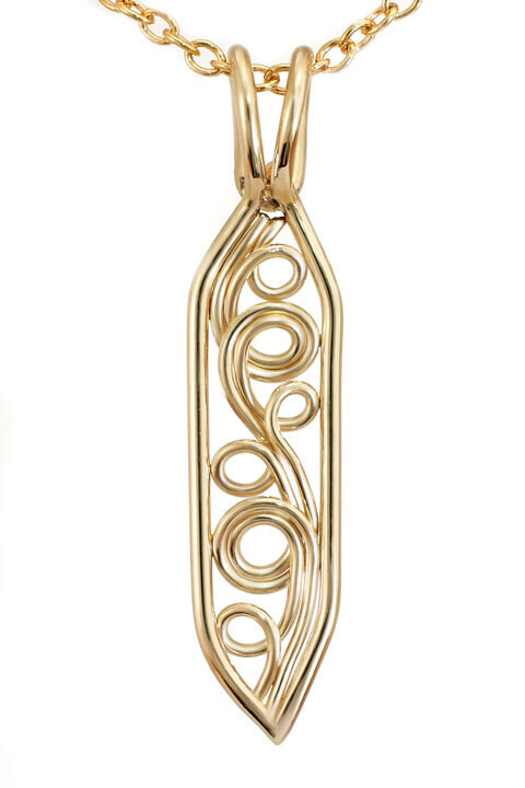 Custom Mother's Pendant, Outer Band Metal: 14k Yellow Gold, Inner Swirl Metal: 14k Yellow Gold