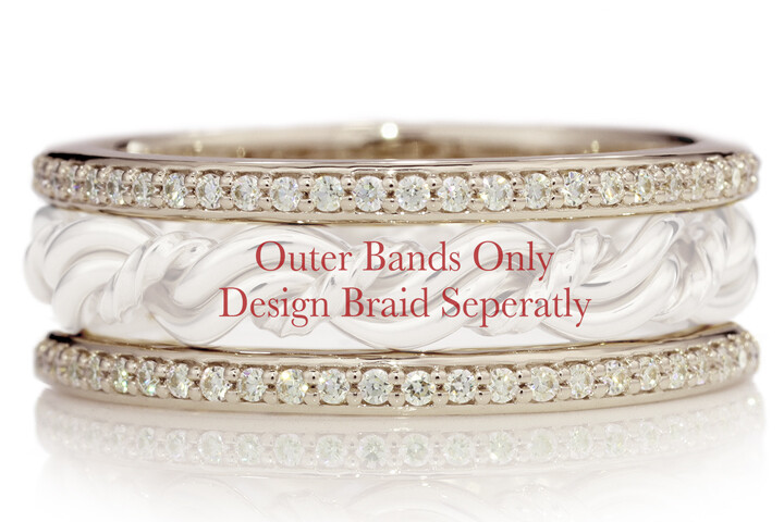 Add Diamond Outer Bands to Braid (Does Not Include Braid), Type: Standard Diamond Outer Bands (1/4 tcw), Metal: 14k White Gold, Diamonds: Lab-Grown Diamonds