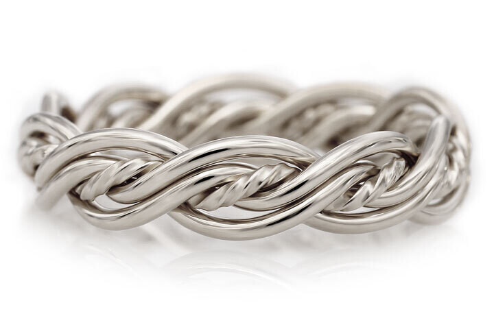 Five Strand Twist Weave Ring in Platinum, Braid Width (~5.8mm Shown): 518TP (~5.8mm)