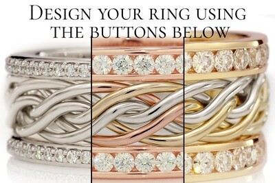 Design Your Six Strand Open Weave Ring with Diamond Outer Bands