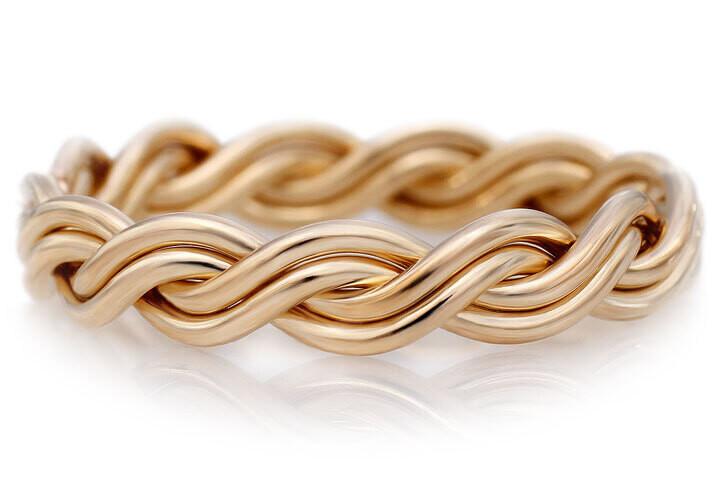 Four Strand Braided Ring in Yellow Gold