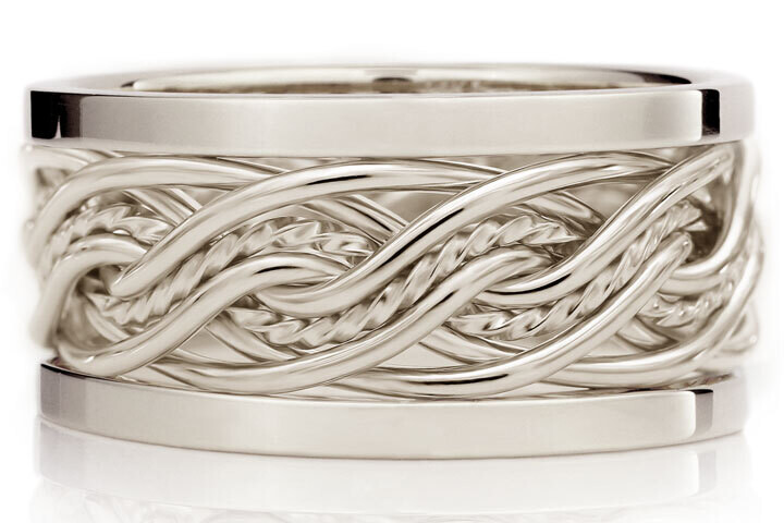 Eight Strand Double Weave with Outer Bands in Platinum