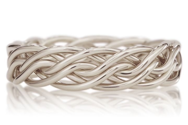 Silver Six Strand Open Weave Wedding Ring