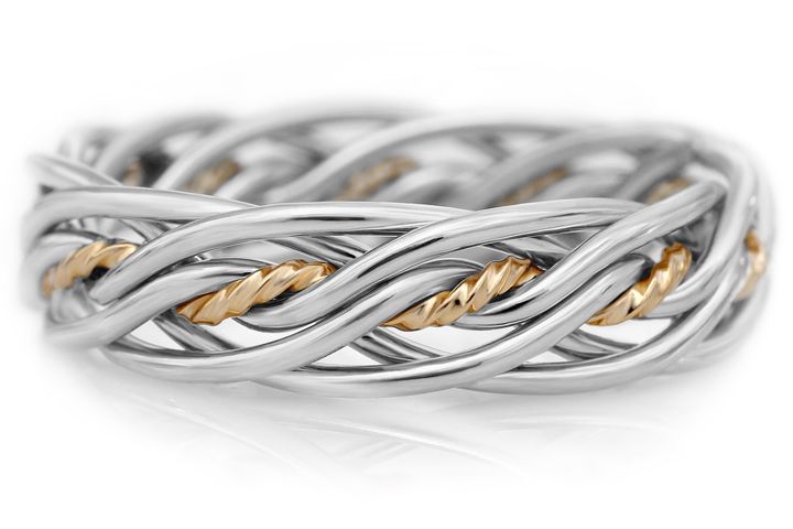 SILVER & GOLD 2-Tone - Seven Strand SILVER Wedding Ring