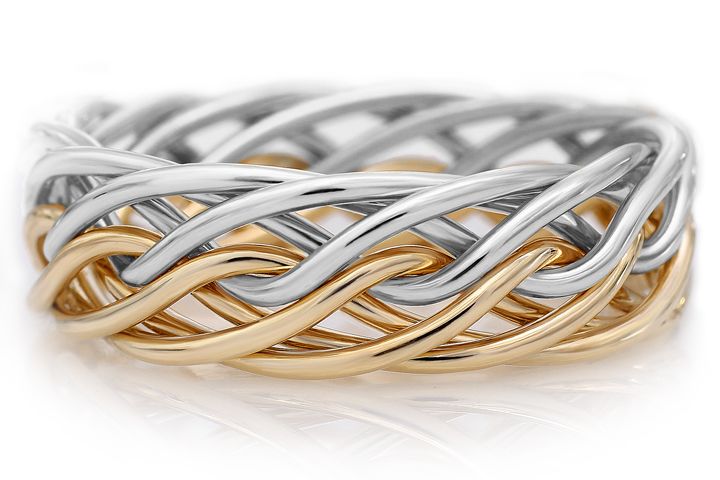 SILVER & GOLD 2-Tone - Eight Strand OPEN- SILVER Wedding Ring