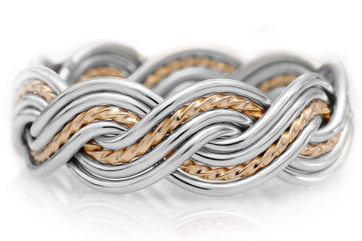 SILVER & GOLD 2-Tone - Eight Strand CLOSED- SILVER Wedding Ring