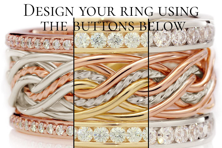 Design Your Eight Strand Double Weave Braided Ring with Diamond Outer Bands
