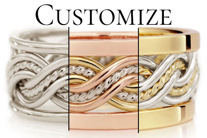 Design Your Six Strand Closed Weave Braided Ring with Outer Bands