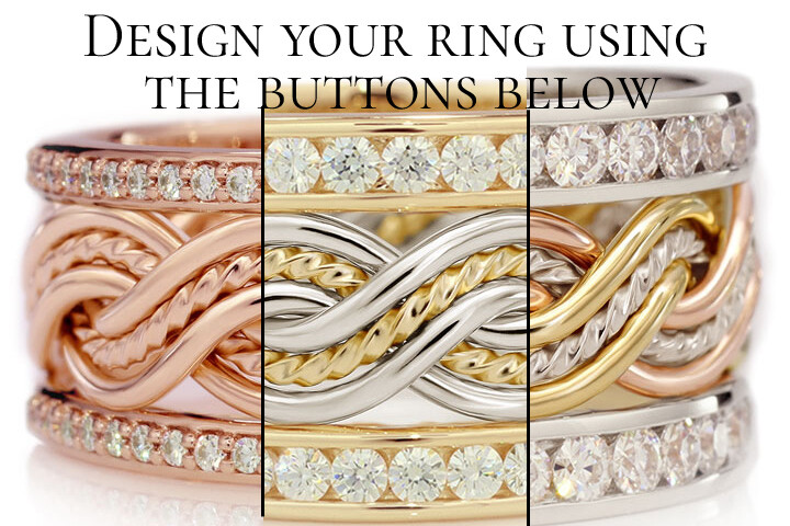 Design Your Six Strand Closed Weave Braided Ring with Diamond Outer Bands