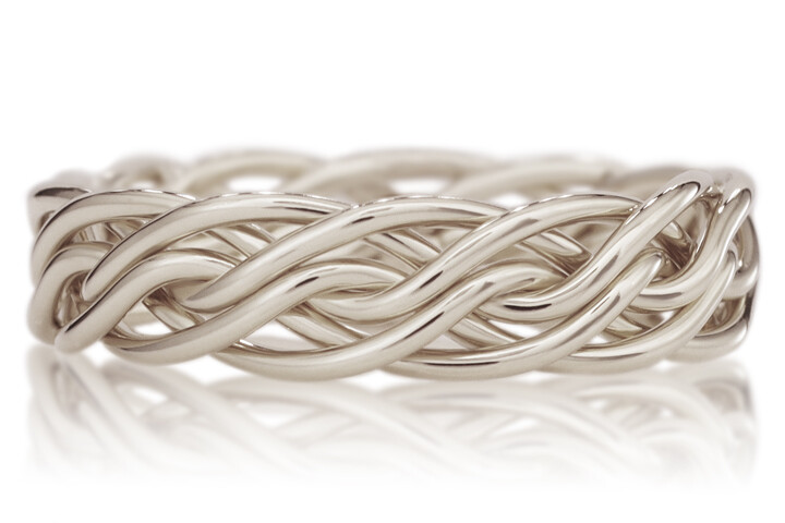 Six Strand Open Weave Braided Ring in Platinum without Outer Bands