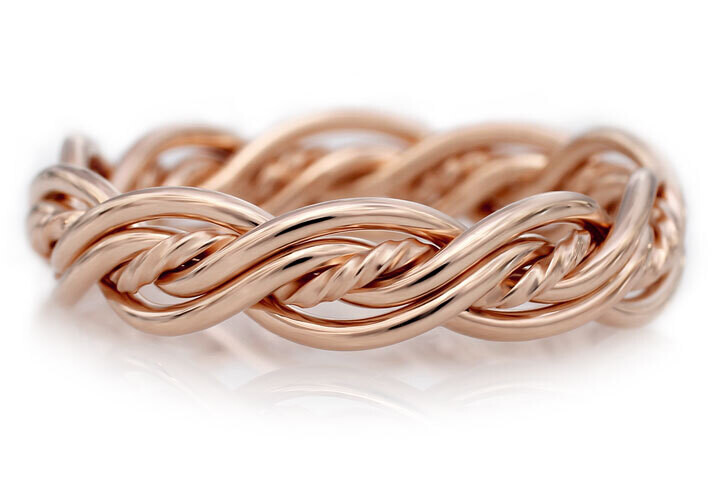 Five Strand Braided Ring in 14k Rose Gold without Outer Bands