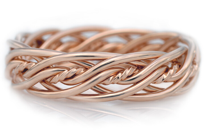 Seven Strand Twist Weave Braided Ring in 14k Rose Gold