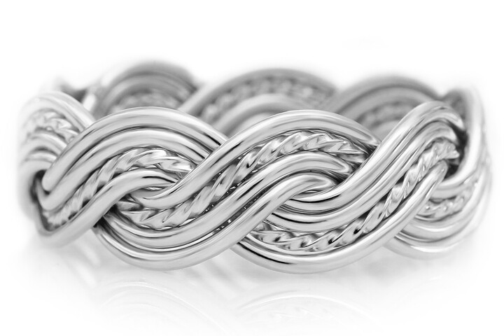 Eight Strand Closed Weave Braided Ring in Platinum