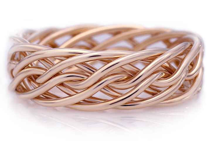 Eight Strand Open Weave Braided Ring in 14k Rose Gold