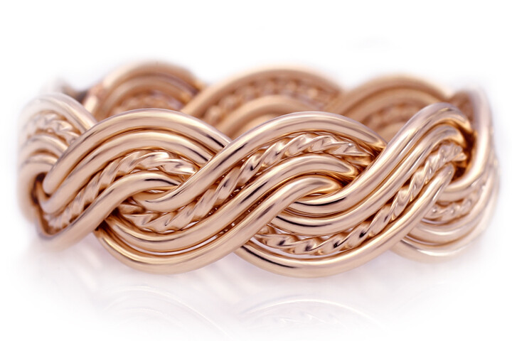 Eight Strand Closed Weave Braided Ring in 14k Rose Gold