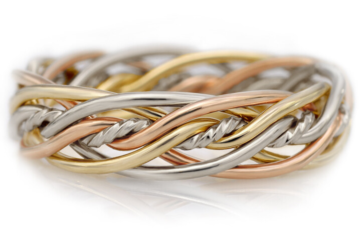 Seven Strand Twist Weave Tri Tone Braided Ring