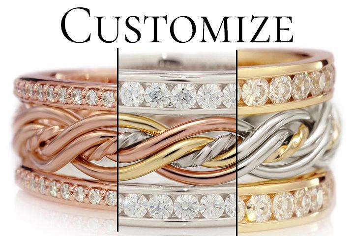 Design Your Five Strand Braided Ring with Diamond Outer Bands