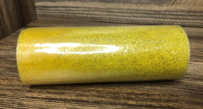Фатин с блестками на втулке, ширина 15 см, Желтый