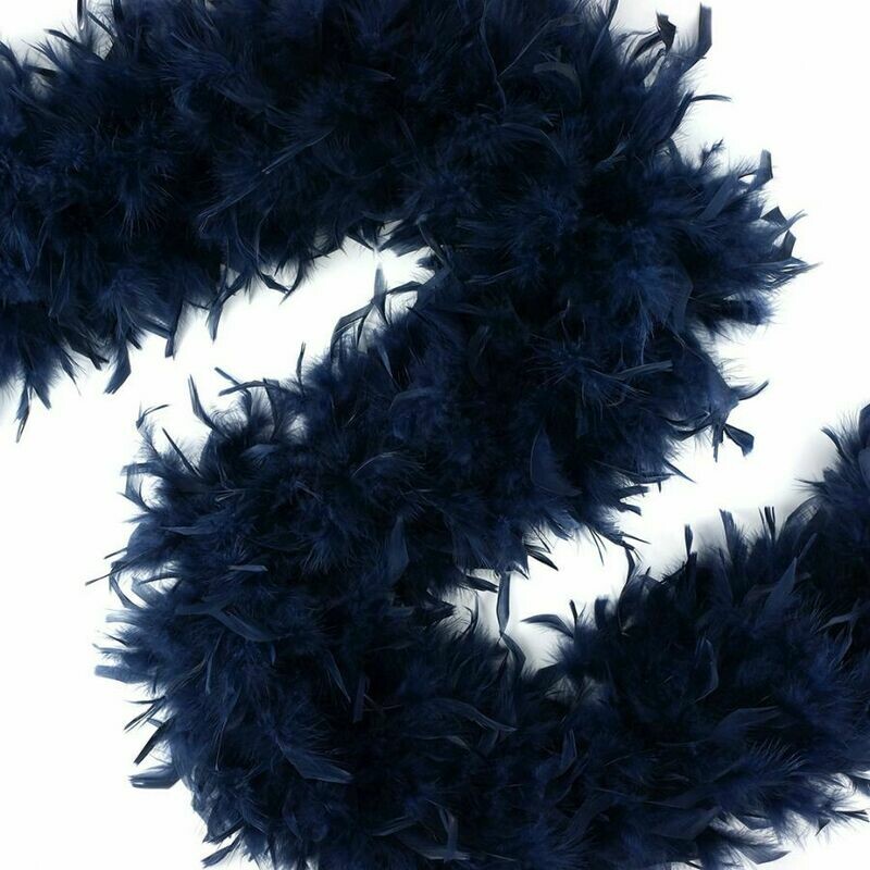 Chandelle Feather Boa + Navy + Medium