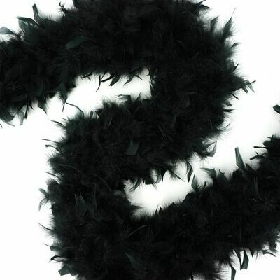Chandelle Feather Boa + Black with Silver Tinsel + Heavy