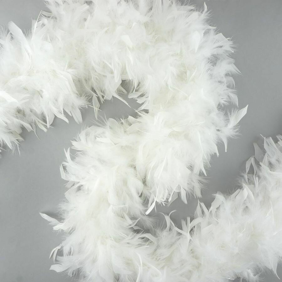 Chandelle Feather Boa + White + Medium