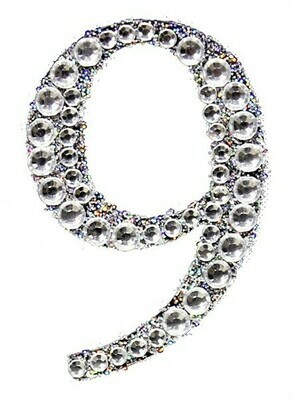 2&quot; Rhinestone Letter &quot;9&quot; Sticker - Gold