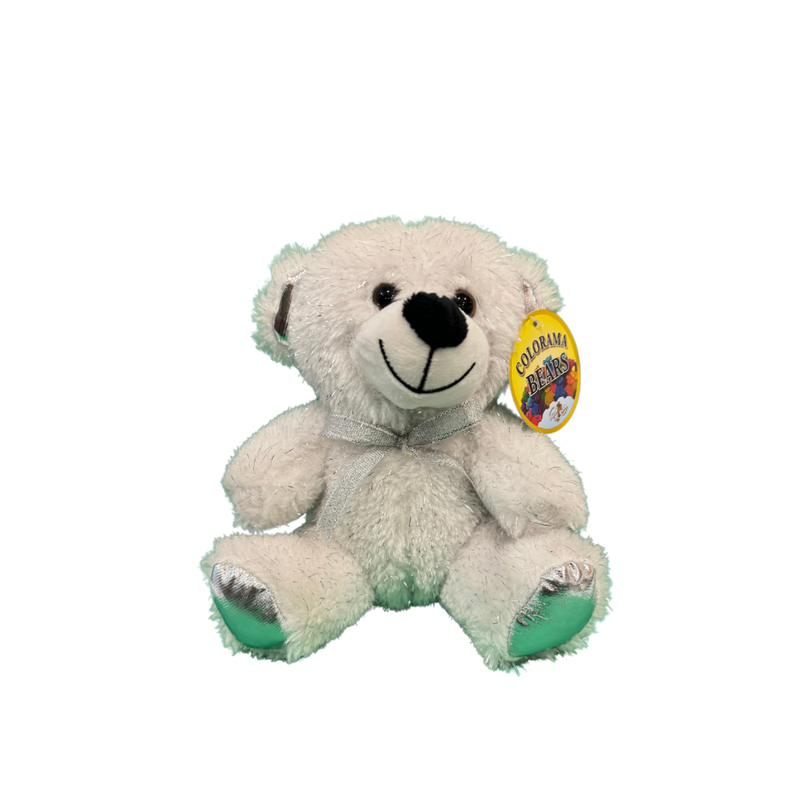 6&quot; white plush teddy bear with silver accents