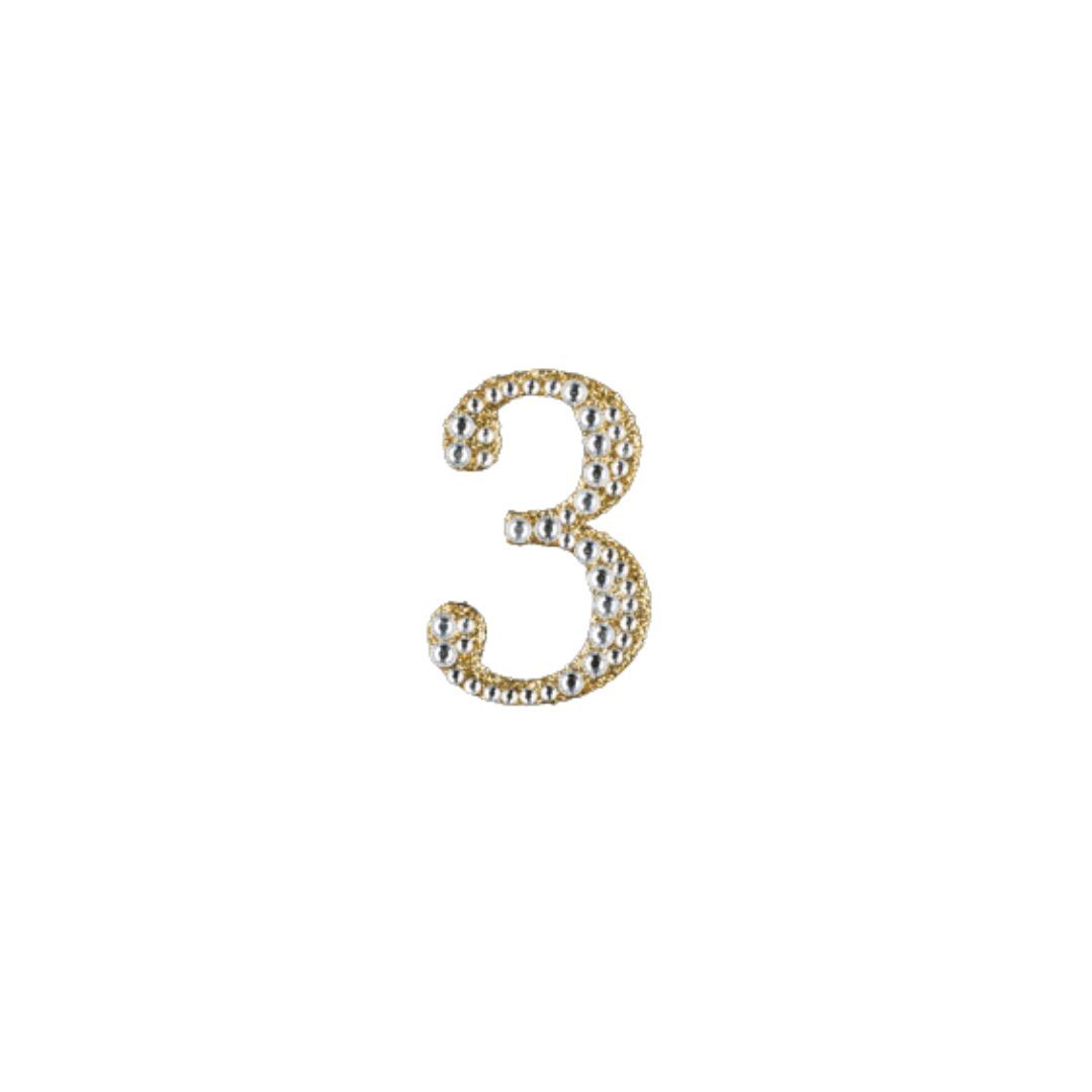 2&quot; Rhinestone Letter &quot;3&quot; Sticker - Gold
