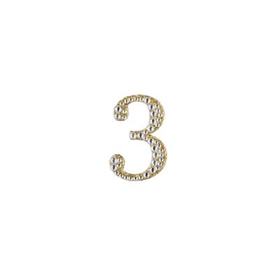 2&quot; Rhinestone Letter &quot;3&quot; Sticker - Gold