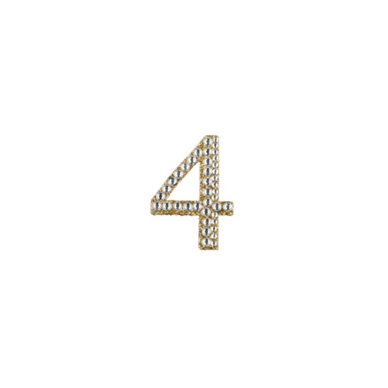 2&quot; Rhinestone Letter &quot;4&quot; Sticker - Gold