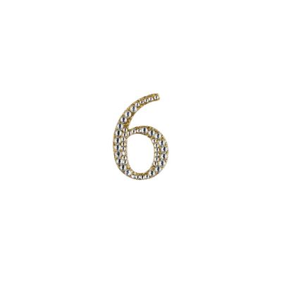 2&quot; Rhinestone Letter &quot;6&quot; Sticker - Gold