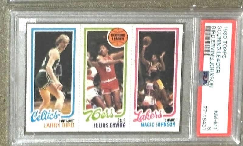 1980/81 Topps Magic Johnson/Larry Bird Rookie Card, PSA 8