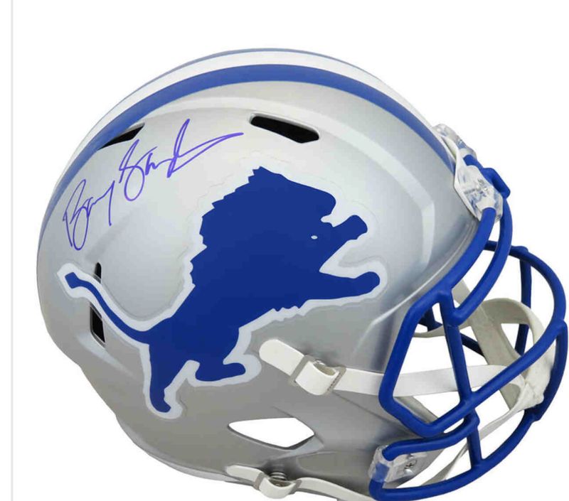 NFL HOF Barry Sanders Autographed Helmet