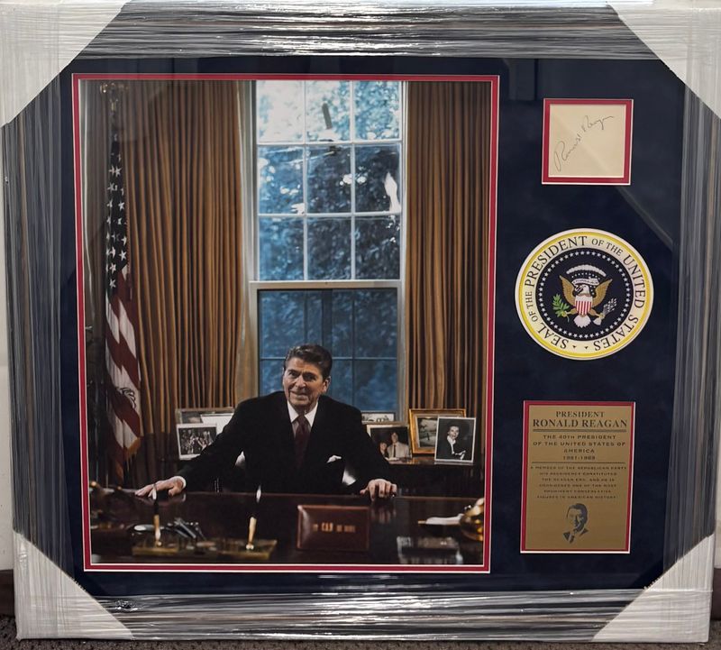 Ronald Reagan Signed Framed Display