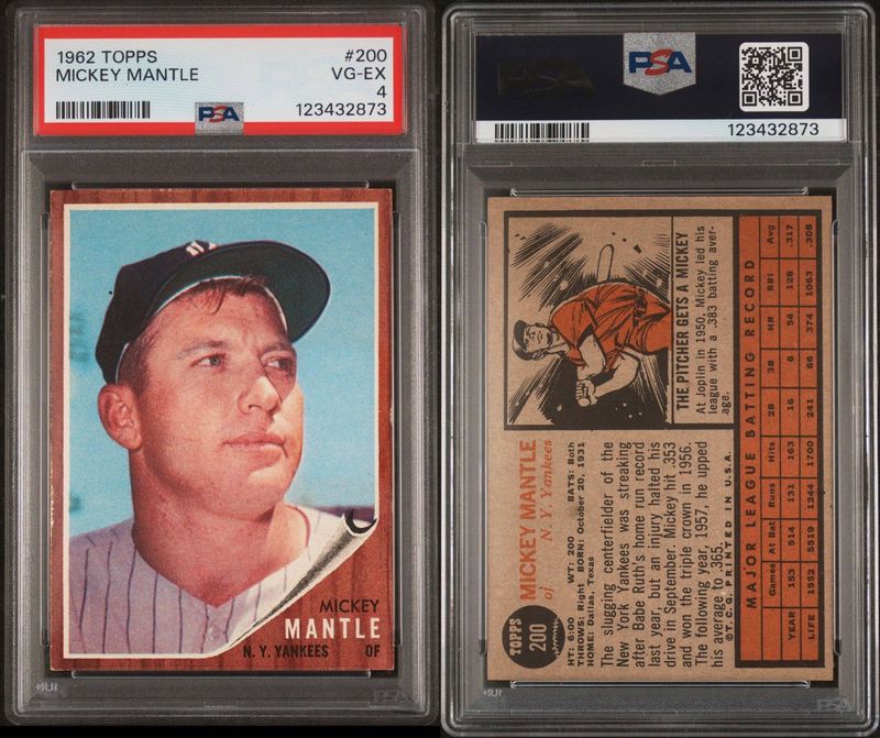 1962 Topps Mickey Mantle PSA 4 Baseball Card