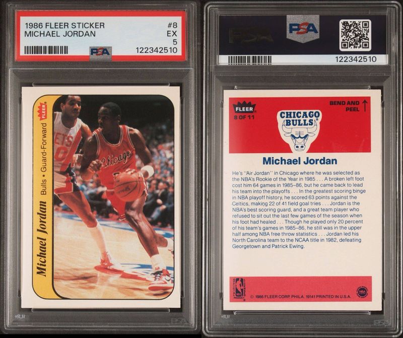 1986 Fleer Michael Jordan Rookie Sticker PSA 5 Basketball Card