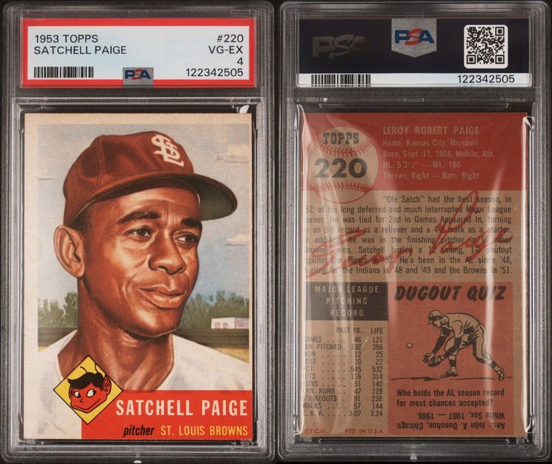 1953 Topps Satchell Paige Card PSA 4 Baseball Card
