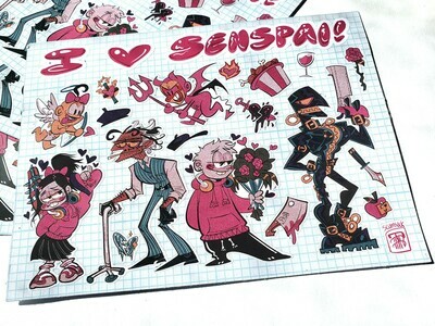 I &lt;3 Senspai Sticker Sheet!
