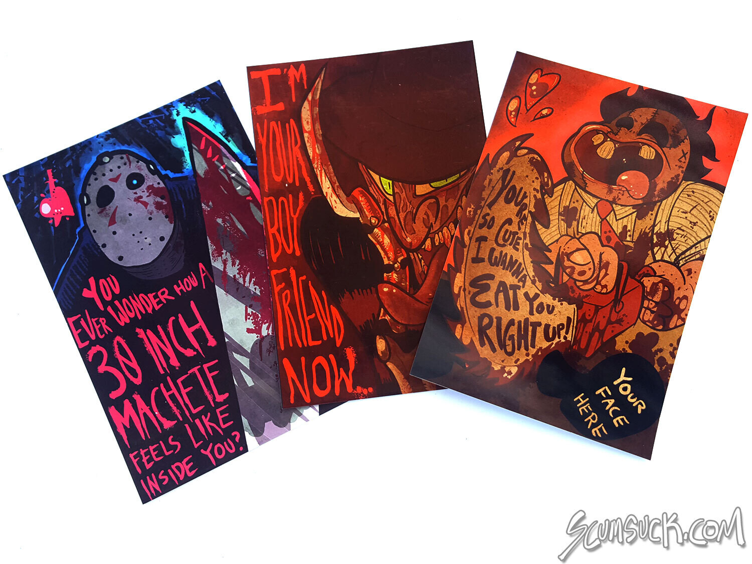 Slasher Valentines Print set (4x6), Character: All 3!