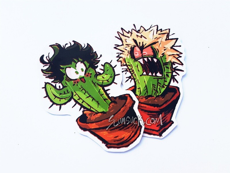 Hero Bakugou and Deku Cactus Stickers Set
