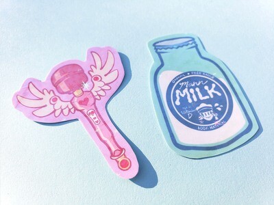 Magical Girl Vibrator Wand and Mann Milk Stickers!