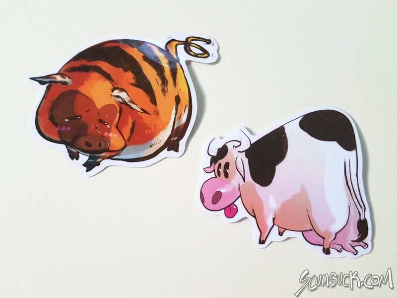 Porgu and Cow stickers