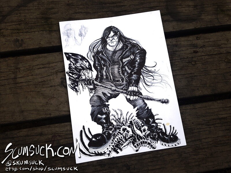 Dethklok Nathan: 9x12 ink drawing